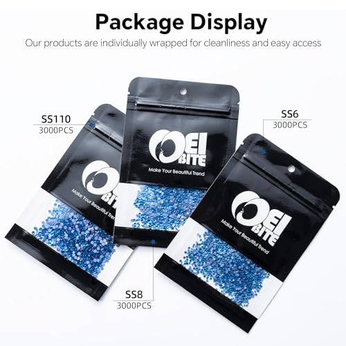 Image of Hotfix Rhinestones Bulk 3000PCS SS6 (1.9-2.1mm), Capri Blue Glass Rhinestones for Clothes, Tumblers, Shoes DIY, Heat Transfer Flatback Gems for Crafts & Decoration