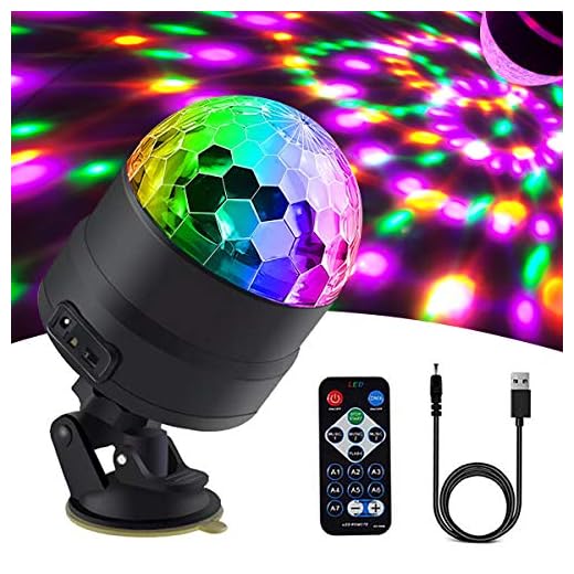 Disco Ball Party Lights Strobe Light Disco Lights with Remote Control DJ Lighting, RGBP 7 Colors Stage Par Light for Car Home Room Dance Parties Lightshow Kids Birthday Wedding Show Club Pub