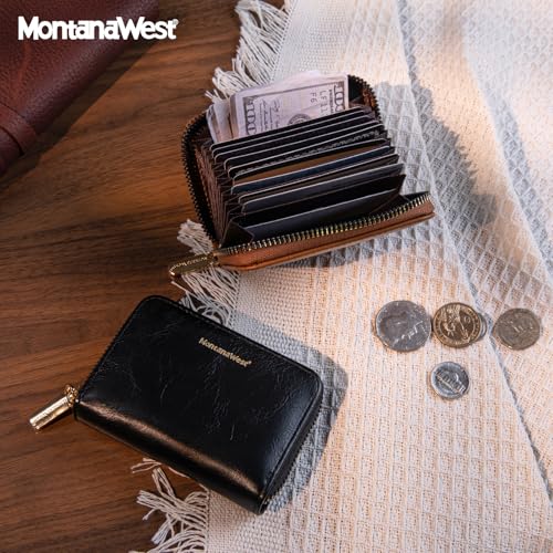 Image of Montana West Rfid Card Holder For Women Compact Credit Card Case Small Card Wallet with Zipper For Female Ladies Lightweight & Easy to Carry