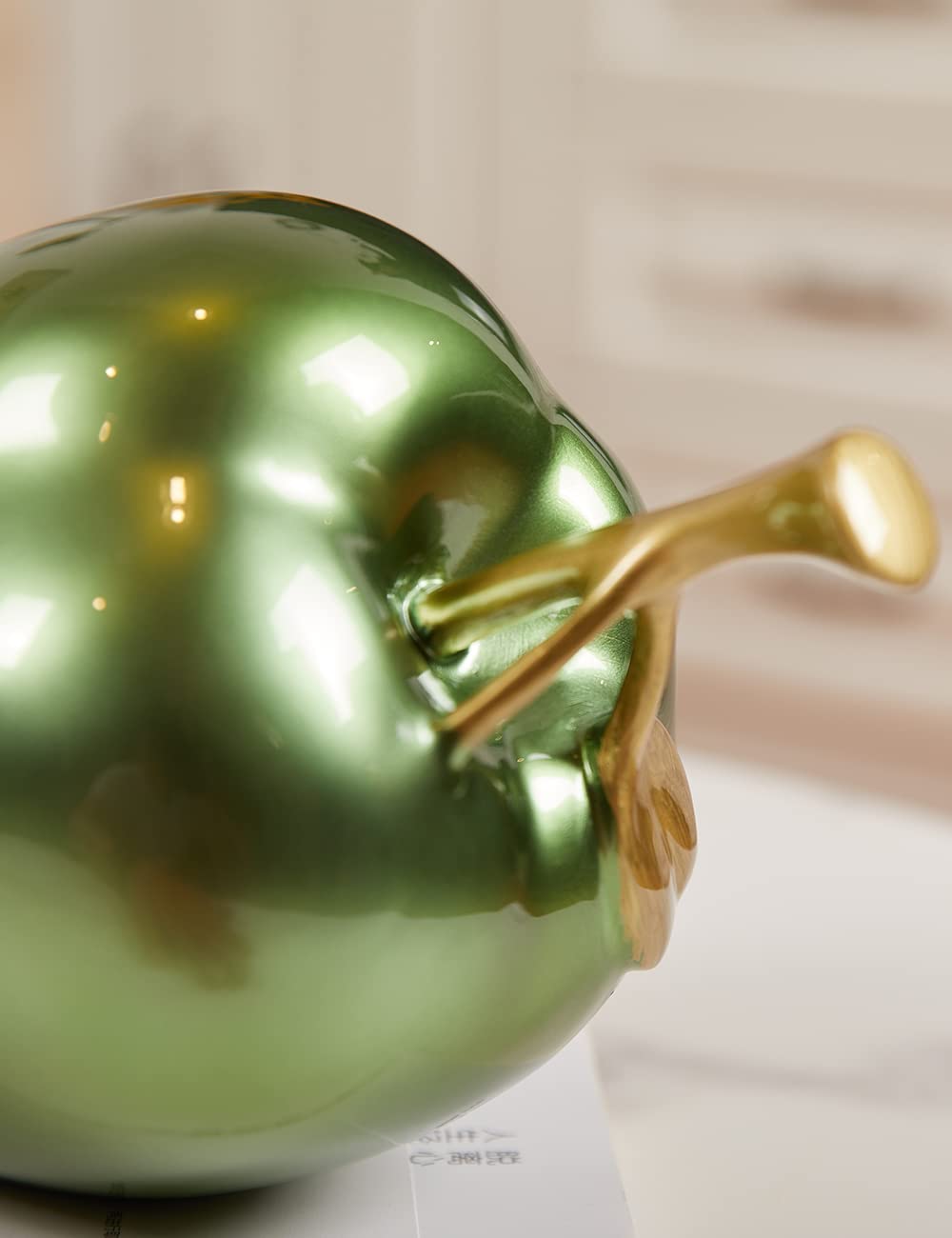 Apfel Skulptur Statue Moderne Kunst Deko Figur Abstrakte Arts Geschenk für Wohnzimmer Esszimmer Schlafzimmer Grün 18cm