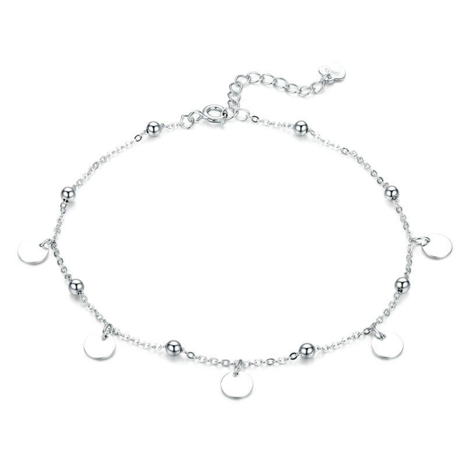 Girls Accessories Silber Perlen Fußkettchen 925 Sterling Silber Geometrisch Minimalistisch Sommer Mode Fußschmuck Armband Für Knöchel Birthday Gift
