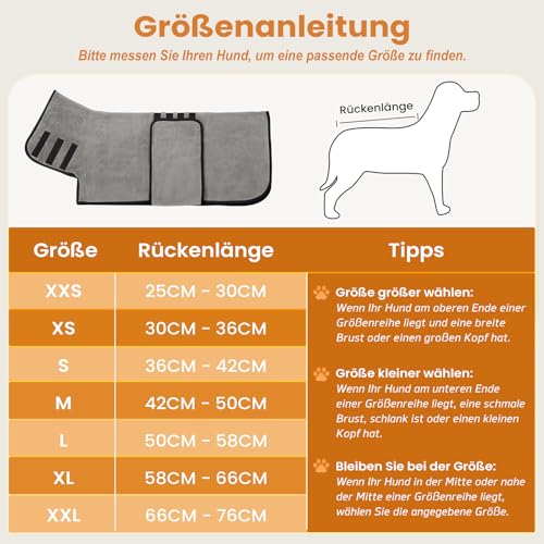 Zorela Hundebademantel, Superweicher Bademantel Hund aus Korallenvlies, Hunde Bademantel Hundehandtuch Extra Saugfähig für nach dem Bad, Strand, Pool