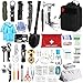 LC-dolida Survival Kit 138 in 1, Außen Notfall Ausrüstung Survival Set Outdoor Erste-Hilfe-Kit mit Klappschaufel/Multifunktionsaxt/Messer/Taktische Taschenlampe für Camping/Wandern/Abenteuer(Schwarz)