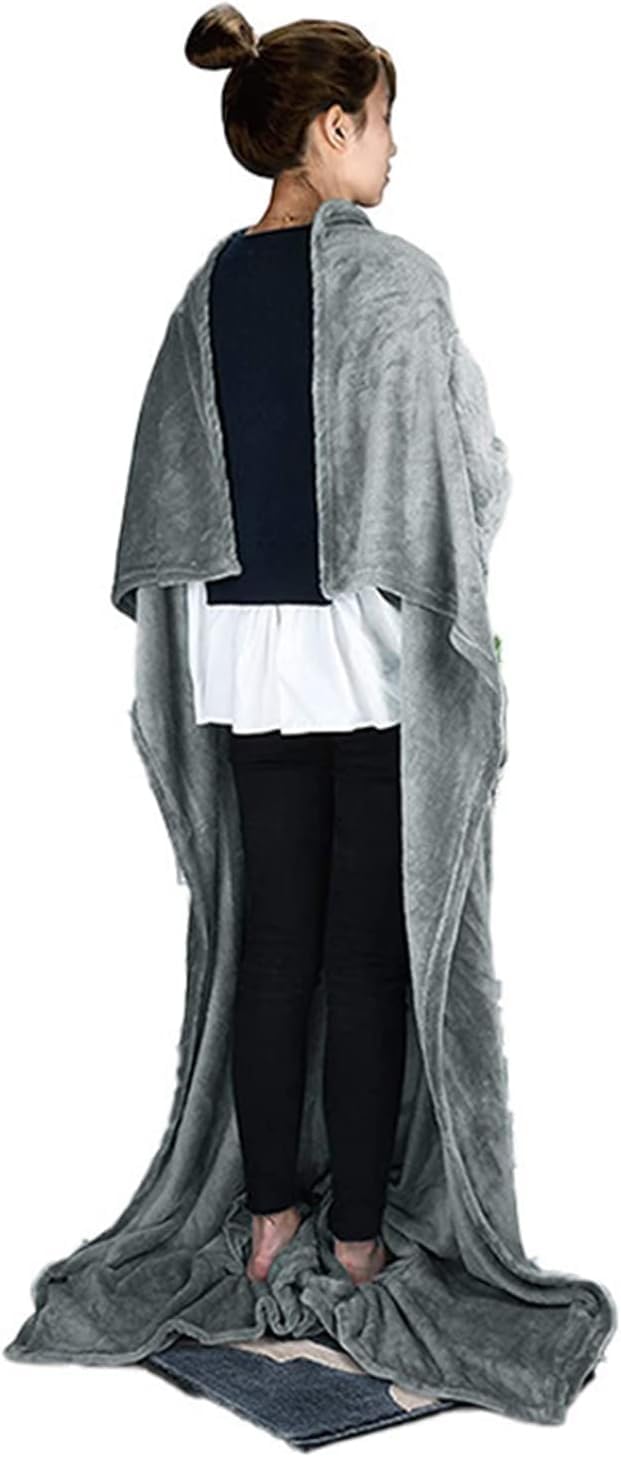 Couverture portable en polaire avec manches et poche for les pieds for adultes, femmes et hommes, jeté en peluche super doux et confortable avec manches, couverture TV, for chaise longue, canapé