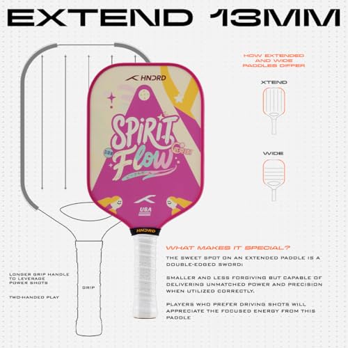 Image of Hundred Spirit X Flow - Pickleball Paddle | 13mm Core | Wide Body Power Paddle | Enhanced Sweet Spot | Ideal for Beginners & Intermediate Players | Free Paddle Bag