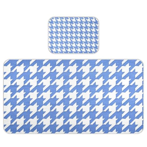 Classical Blue White Houndstooth Cooling Baby Bassinet Mattress 28