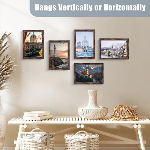 Image of LUCKYLIFE 4x6 Picture Frame Brown for Wall Mounting or Tabletop Display, 2 Pack
