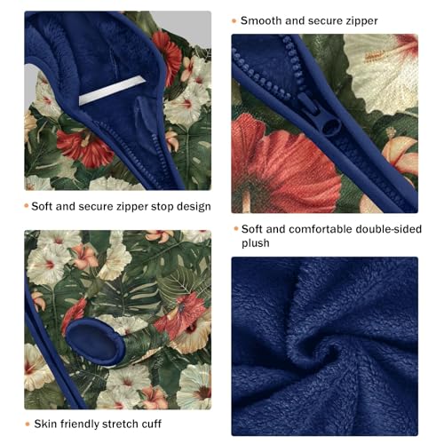 CHIFIGNO Tropical Flowers Jacket for Boys Fleece Outerwear Jackets Sweatshirt Toddler Boy Fall Jacket Boy Winter Coat 6Y3