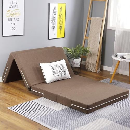 Genérico Colchón Plegable 90x200 120x200 80x200 100x200, Colchón De Invitados Plegable Doble Plegable, Colchón Plegable De 4 Piezas para Niños, Colchón Plegable Lavable Espuma,Caqui,8 * 150 * 200cm