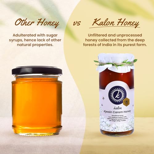 Image of KALON 100% Natural Ajawain Carom Honey | NMR Tested | No Added Sugar and Preservatives | Earthy Flavour - 300 gm
