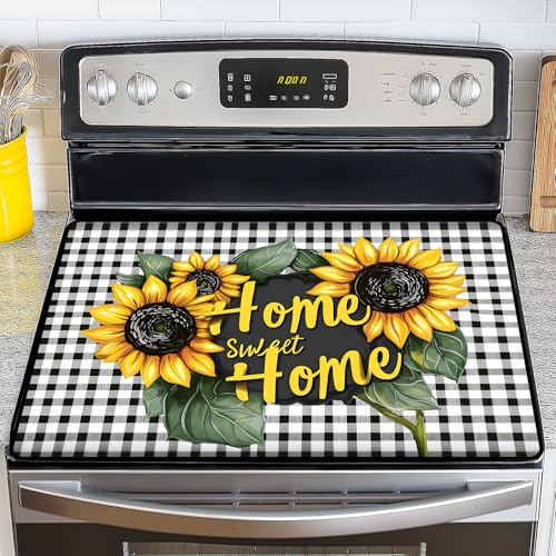 Image of Stove Top Cover for Electric Stove,Glass Stove Top Cover, Heat Resistant Glass Cooktop Cover, Stovetop Protector, Kitchen Decor, Dish Drying Mats Cover for Ceramic Washer Top 28.5x20.5 inch