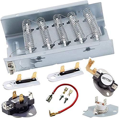 279838 Dryer Heating Element for Whirlpool Kenmore Roper Dryer Heating Element Parts 3977393&3977767&3392519&3387134 3387134, 3977767 Dryer Thermostat Replacement Kit 3977393,3392519 (2 PCS)