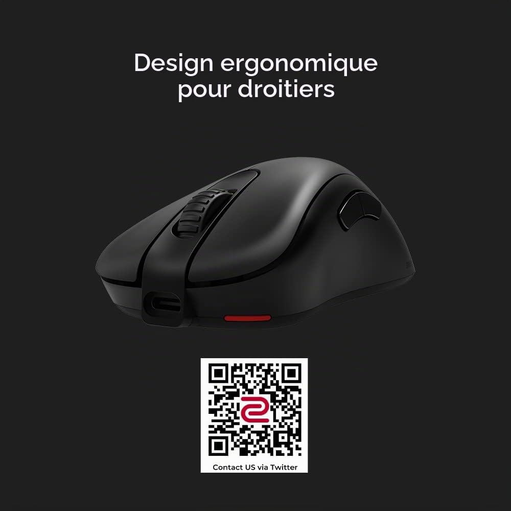BenQ Zowie EC3-CW Souris de Jeu Ergonomique sans Fil pour Esports | Récepteur amélioré | Roue de défilement à 24 Niveaux | sans conducteur | Revêtement Noir Mat | Petite Taille