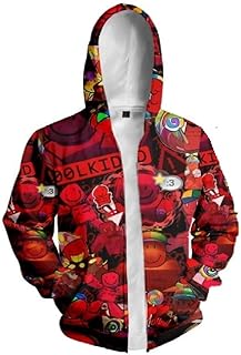Chaqueta con capucha y cremallera para niños, diseño de dibujos animados, color rojo