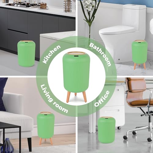 Image of Pukomc Smart Sensor Wastebasket, Convenient and Hygienic Easy to Use, Technology Sensor Waterproof Wastebasket Plastic Trash can for Kitchen, Bathroom, Bedroom, Living Room, Office and Outdoor Green