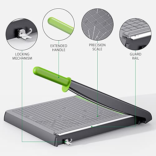 Towon Guillotine Paper Cutter Heavy Duty, Paper Trimmer, Slice And Latch Blade, Small Business Supplies, 10 Sheet Capacity, Crafts And Photo, Gray, 12 Inches #TOP2