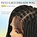 HANNE Full Lace Dreadlock Wig with Baby Hair 30 Inch Faux Locs Wigs Hand Made Afro Dreads Wig Knotless Square Part Soft Braided Locs Wigs for Black Women(Natural Black)