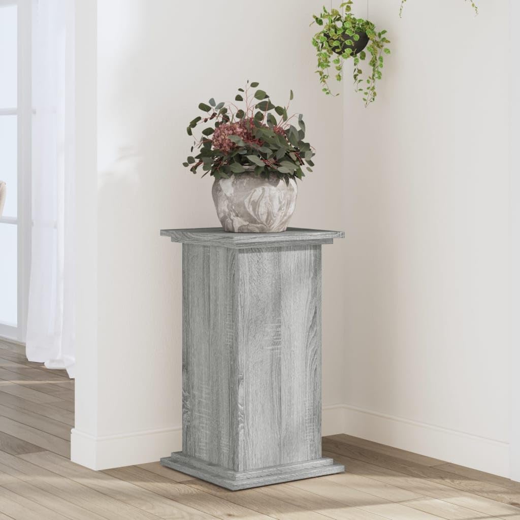 Pflanzenständer Grau Sonoma 33x33x60 cm, stabile Pflanzensäule aus Holzwerkstoff, moderner Blumenhocker und Deko-Säule für den Innenbereich, Belastbar bis 60 kg