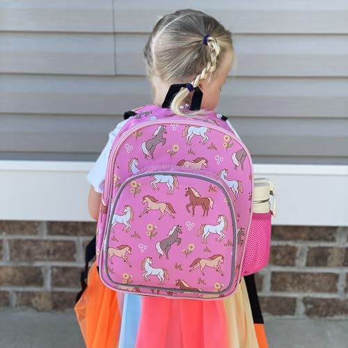 Image of Wildkin 12 Inch Toddler Backpack for Kids, Wild Horses | Ages 3-7, lightweight toddler backpack for daycare, preschool, and travel