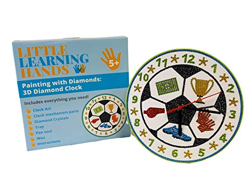 Little Learning Hands Soccer Ball Diamond Painting Kit Soccer Clock| Soccer Mosaic | Kids Crafts With Clock And Diamond Art Kit | Creative Soccer Crafts For Kids And Adults | Gifts For Girls And Boys #TOP2