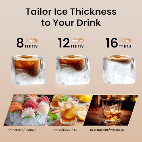 Image of Coolski 15 inch Under Counter Ice Maker Machine, 130 Lbs /Day, 30 LBS Storage Bin, Auto-Cleaning, Built-in Freestanding Commercial Ice Maker for Outdoor Home Bar Restaurant