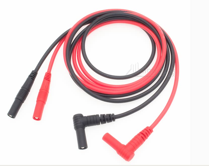Digital Multimeter Test Lead 2PCS 1.2 m /47 inch 14 AWG Male Right Angle to Male Straight 4mm Banana Plug Connectors Meter Leads for Multimeter, Voltmeter, Clamp Meter Silicone Wires Adapter