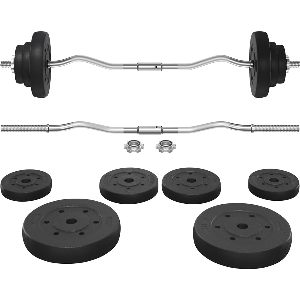 Yaheetech Set Manubri Pesi Sollevamento in Ferro Bilanciere con Piastre 2,5 kg/5kg per Bodybulding/Manubri/Bracciate/Squat Barra Curl