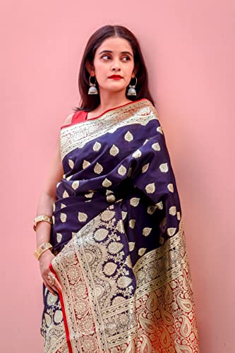 Image of Rameshwaram Fabrics Women's Banarasi Satin Saree With Blouse Piece