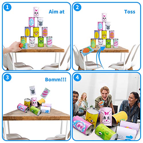 JOYIN 13 Stks Pasen Carnaval Zitzak Toss Knockdown Can Game Set voor Kinderen & Volwassenen Vakantie Outdoor Yard… - Image 6