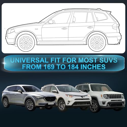 Image of Half Car Cover, Windshield Cover for Ice and Snow, Car Snow Cover, Heavy Duty, UV Protection & Waterproof, Universal Fit to SUV (169 inch-184 inch) Black