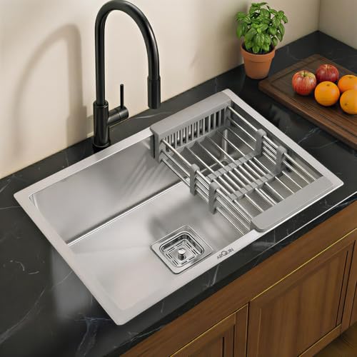 ARQUIN ARQUIN Kitchen Sink 24x18x9 Inch Handmade Single Bowl Sink...