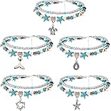 Suyi 5pcs Ankle Bracelets for Women Layered Beach Adjustable Anklets Boho Chain Anklet Foot Jewelry 5Pcs Set 5