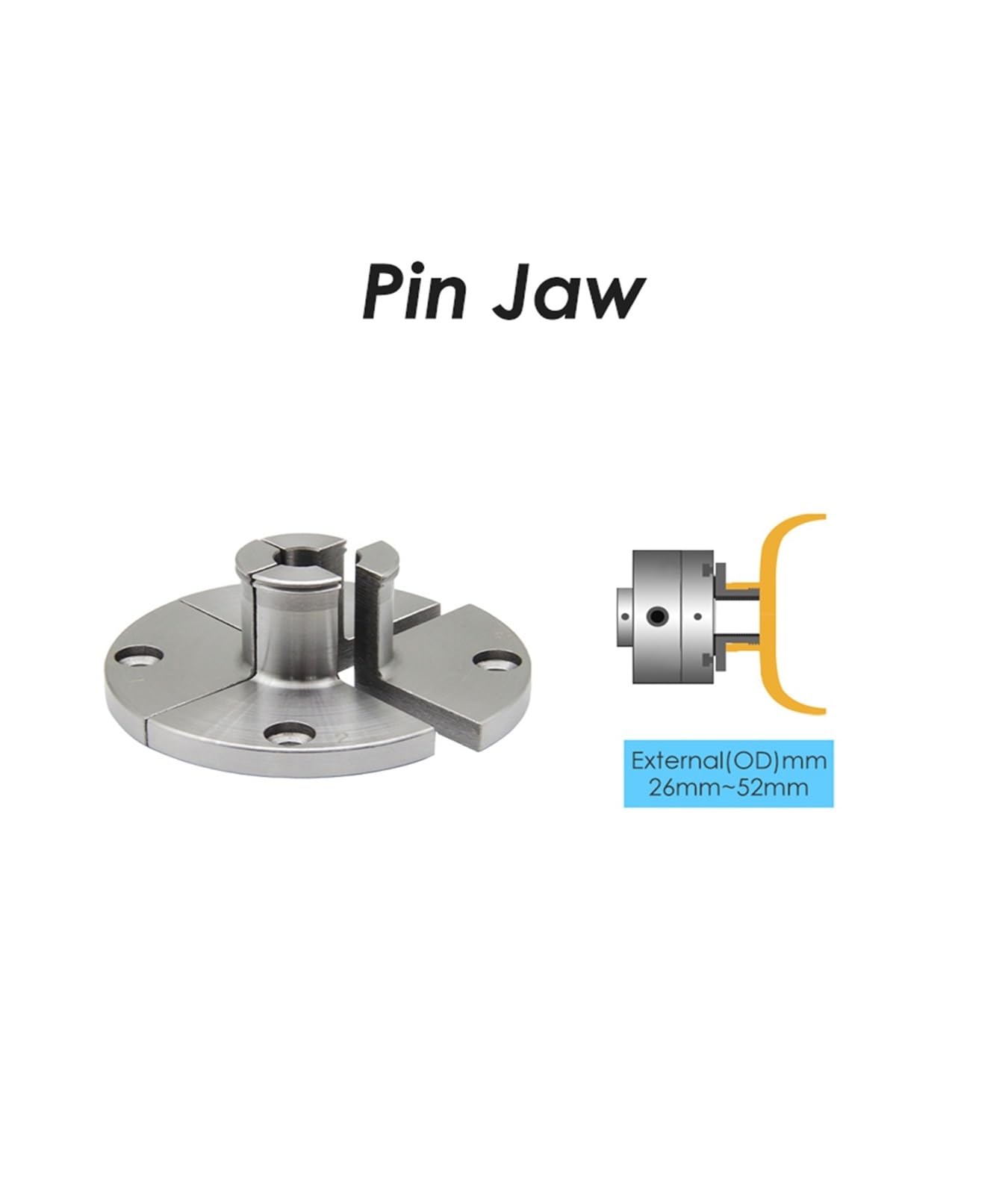 4 "100mm uchwyt przewijania tokarki do drewna z szczękami krokowy/okrągły/Pin/płaska szczęka samocentrujący akcesoria obrabiarek,Wysoka precyzja(F. Pin Jaw)