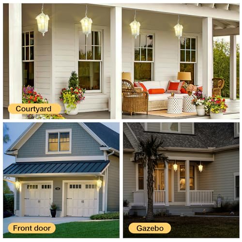 Outdoor Pendant Light for Porch Patio Garden Yard, Anti-Rust Aluminium Exterior Hanging Light Fixtures, Outside White Vintage Hanging Ceiling Light, Height Adjustable Outdoor Pendant Lamp