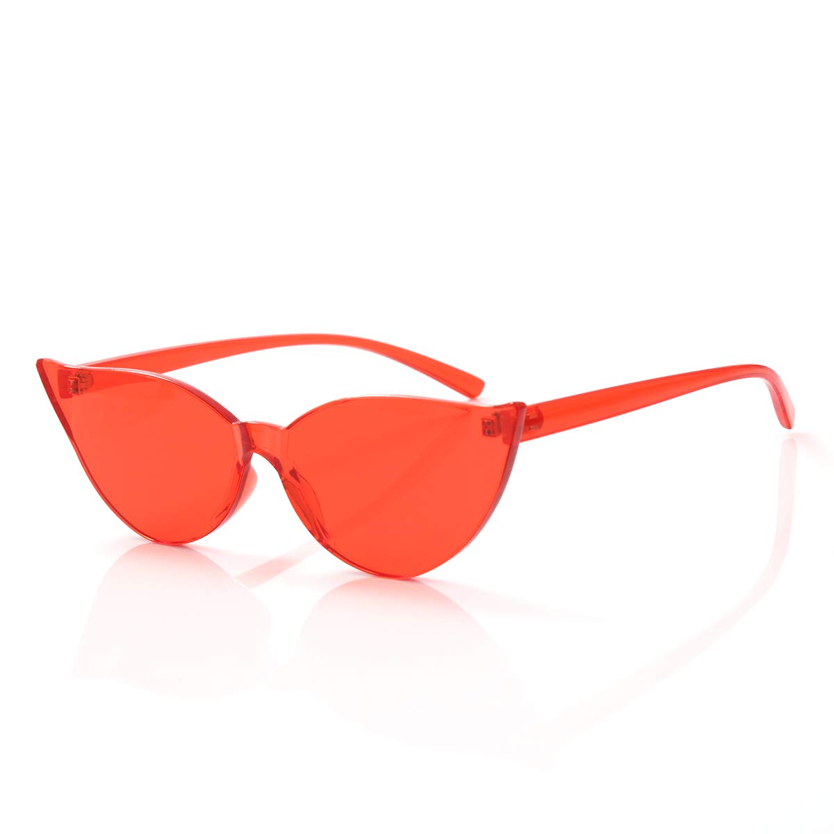 Katzenaugen-Sonnenbrille, randlos, übergroß, einteilig, farbig, transparent, Retro-Brille für Damen und Herren