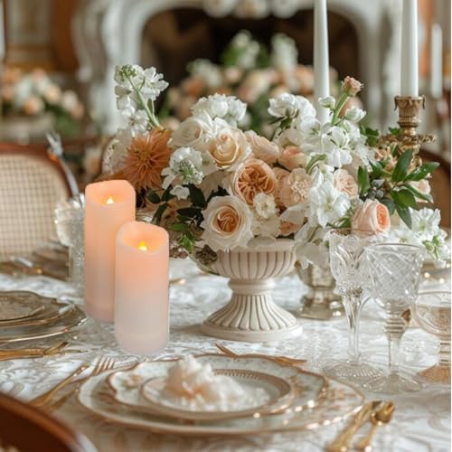 Image of Aignis 24pcs Flameless LED Candles Battery Operated with 10-Key Remote Timer, Outdoor Waterproof Electric Lights, Warm Flickering Glow for Cozy Home /Wedding /Holiday Decor (D2.2'' x H4'' /5'' /6'' /7'')