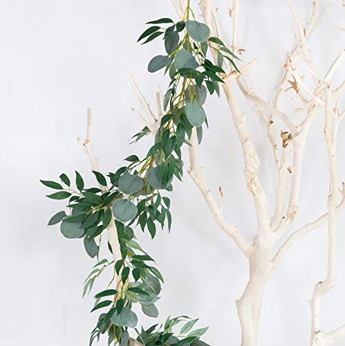 OOKi- Artificial Eucalyptus Garland Faux Silk Eucalyptus Leaves Vines Handmade Garland Greenery Wedding Backdrop Arch Wall Decor (1 Pc)