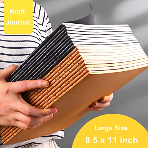 Xyark Large Dot Grid Notebook Journals Bulk With Thick Dotted Grid Paper, 60 Pages, 8.5X11 Inch, Composition Diary Subject Notebooks Planner For Travelers Students Office, Kraft Journal Set, 12 Pack #TOP5