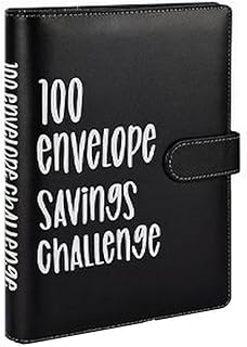 Budgetplaner-Ordner mit Sparkarten-Organizer – 100-Umschläge-Challenge-Ringbuchplaner – Bargeld-Organizer für Schüler, Familien und Finanzziele – Schwarz
