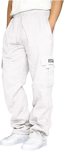 Baggy Cargo Sweatpants for Men Elastic Waist Drawstring Wide Leg Joggers Easy We