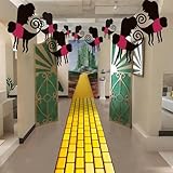Preboun 16 Pcs Wizard Party Decoration Hanging Monkey Yellow Brick Floor Runner Monkey Banner Ceiling Decor Yellow Brick Wall Backdrop Tablecloth for Classroom Wizard Party Decoration