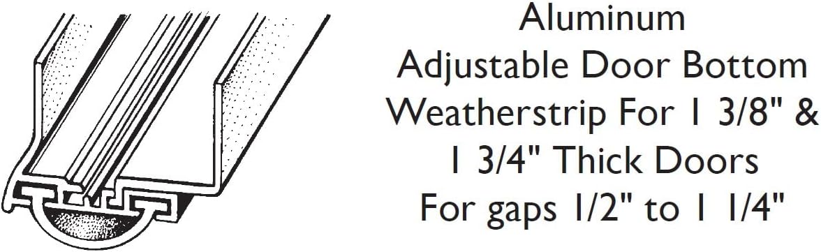 Aluminum Adjustable Door Bottom Weatherstrip for 1 3/8" & 1 3/4" Thick Doors for Gaps 1/2" to 1 1/4" (Silver)