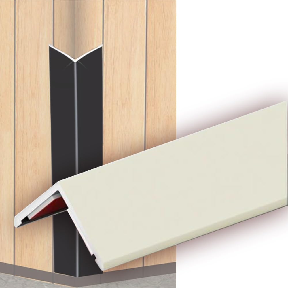 Bande autocollante en métal pour bordure murale - Protection d'angle en L - Crème - 80 x 2,5 cm