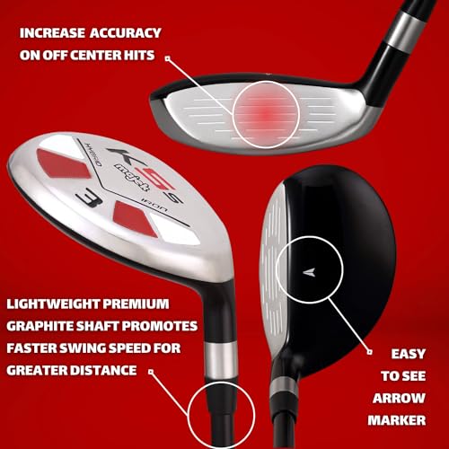 Majek Senior Mens Golf All Hybrid Complete Full Set which Includes #3 4 5 6 7 8 9 PW Senior Flex with Senior Midsize K5s Design High Traction Tech Grips Right Handed Clubs - Thumbnail 3