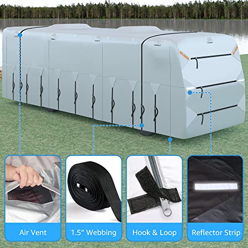 Selimon 300D Top Class A Rv Cover Rip-Resistent & Waterproof Winter Camper Cover With Anti-Uv Silver Coating Fits 40' To 43' Motorhome #TOP5