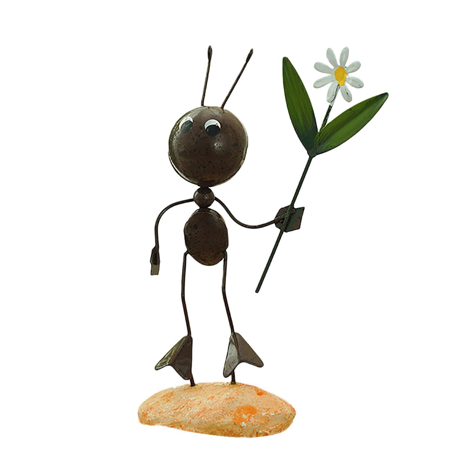 TWISAXC Modern Ants Statue Ornament Fun Action Figures For Stylish Desktop Decoration Excellent Craftsmanship Ants Models Doll Desktop Decor Home Decoration, Black, Carrying flowers