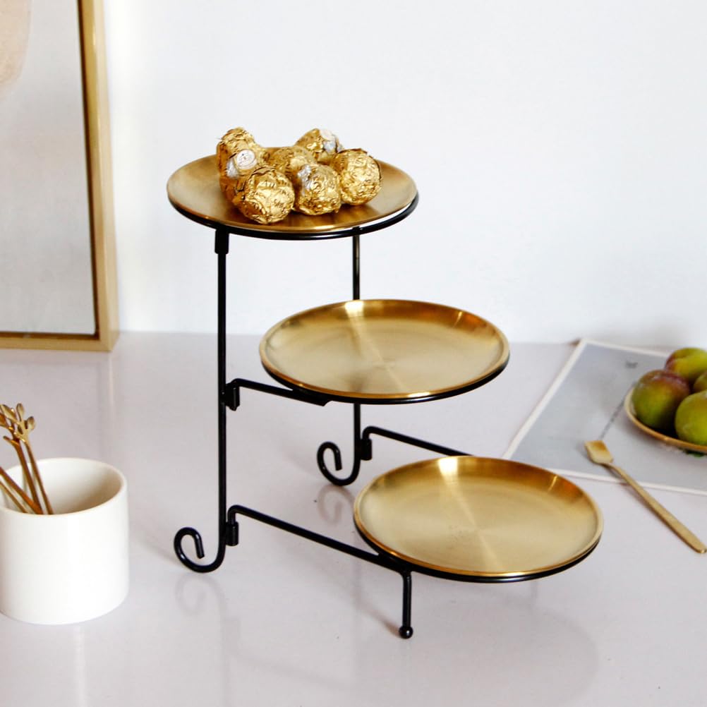 Soporte para tartas de tres niveles, exhibición de postres de acero inoxidable para cupcakes, y servir mesa baja, vajilla elegante para el hogar, fiestas y eventos
