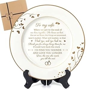 Urllinz Gifts for Wife-To My Wife Gifts Plate with 24k Gold Foil,Happy Anniversary Wedding Gift for Her Wife,Birthday…