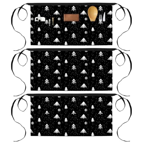 Demi-tablier de cuisine lot de 3 tabliers courts pour pâtisserie et bistrot de Noël