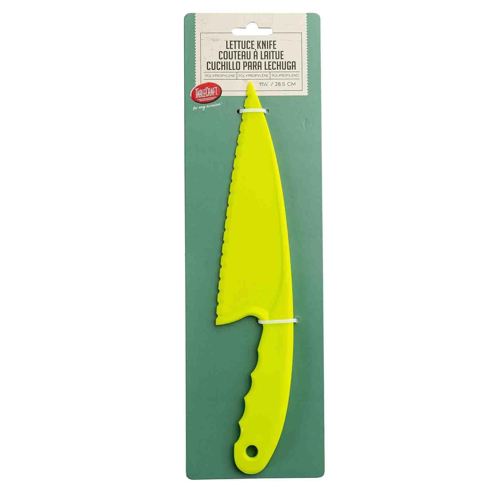 TableCraft 12703 Green Lettuce Knife Serrated Edge for Leafy Greens and Herbs Lightweight Polypropylene Design Prevents Browning Easy